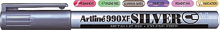 Instrumente de scris - Marker cu vopsea ARTLINE 990XF, corp metalic, varf rotund 1.2mm - argintiu