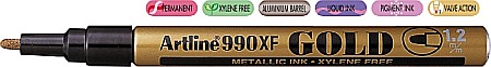Marker cu vopsea ARTLINE 990XF, corp metalic, varf rotund 1.2mm - auriu
