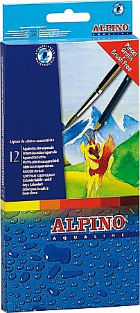 Creioane colorate - Creioane colorate acuarela, cutie carton, 12 culori/set, ALPINO Aqualine