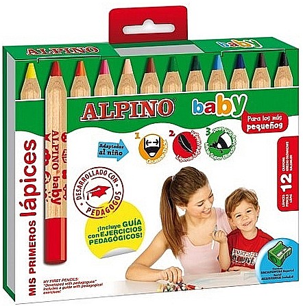 Creioane colorate - Creioane colorate, cutie carton, 12 culori/set, ALPINO Baby