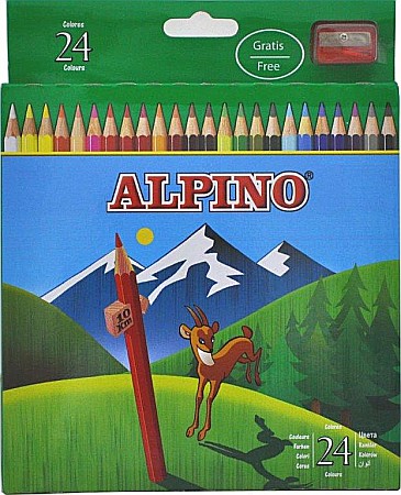 Creioane colorate - Creioane colorate, cutie carton, 24 culori/set, ALPINO