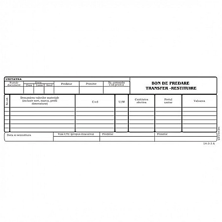 Tipizate - Bon predare transfer-restituire autocopiativ,1/2A4 , 2 ex.