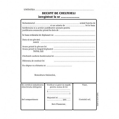 Tipizate - Decont de cheltuieli, format A5, 100 coli/carnet