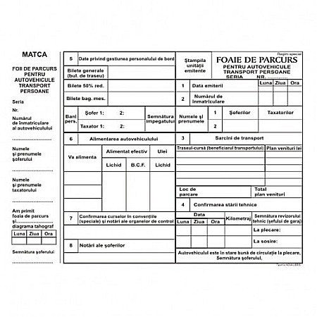 Tipizate - Foaie parcurs persoane, format A4, 100 coli/carnet
