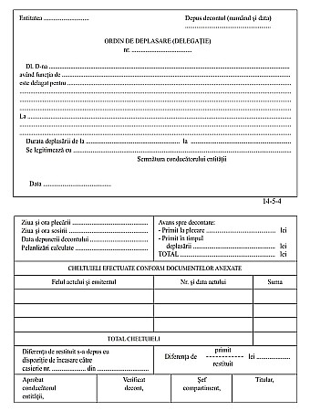 Tipizate - Ordin deplasare, format A5, 100 coli/carnet - orizontal