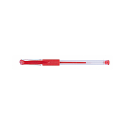 Pixuri cu gel - Pix transparent cu gel, cu rubber grip, varf 0.5mm, Office Products - rosu