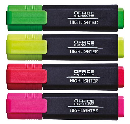 Textmarkere - Textmarker varf lat, 4 culori/set, Office Products