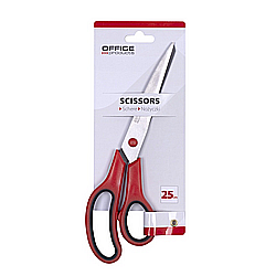 Foarfeci - Foarfeca otel ergonomica, 25cm, rubber grip, Office Products - maner rosu/negru