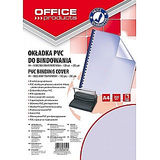 Coperta plastic PVC, 200 microni, A4, 100/top Office Products - albastru transparent