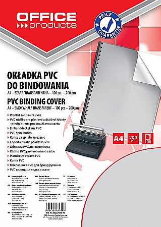Coperta plastic PVC, 200 microni, A4, 100/top Office Products - fumuriu transparent