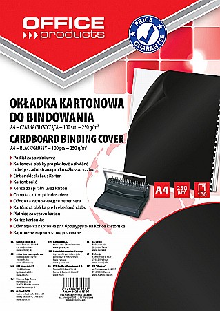 Aparate de indosariere si accesorii - Coperta carton lucios 250g/mp, A4, 100/top, Office Products - negru