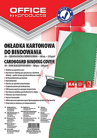 Aparate de indosariere si accesorii - Coperta carton imitatie piele 250g/mp, A4, 100/top Office Products - verde