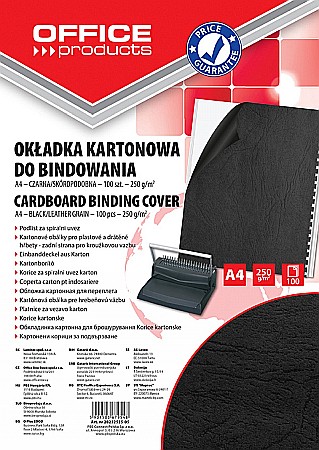 Coperta carton imitatie piele 250g/mp, A4, 100/top Office Products - negru