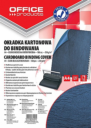 Coperta carton imitatie piele 250g/mp, A4, 100/top Office Products - bleumarin