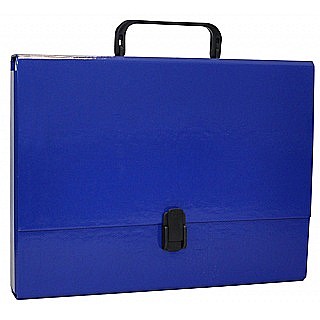 Mape si serviete - Servieta din carton laminat, A4/5cm, cu inchidere si maner, Office Products - bleumarin