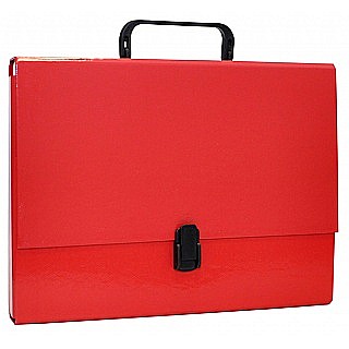Mape si serviete - Servieta din carton laminat, A4/5cm, cu inchidere si maner, Office Products - rosu