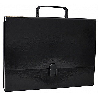 Mape si serviete - Servieta din carton laminat, A4/5cm, cu inchidere si maner, Office Products - negru