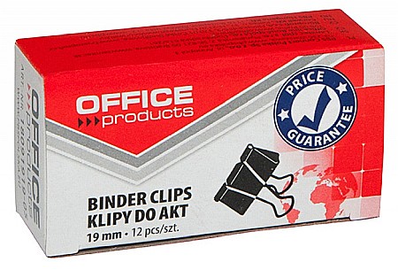 Agrafe si accesorii - Clip hartie 19mm, 12buc/cutie, Office Products - negru