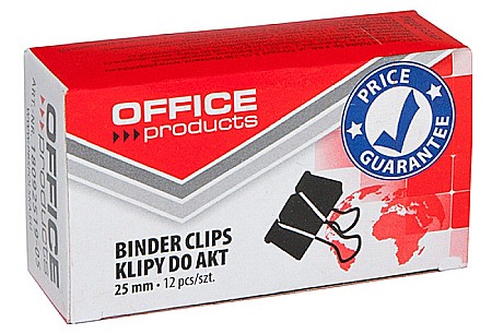 Agrafe si accesorii - Clip hartie 25mm, 12buc/cutie, Office Products - negru