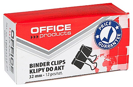Agrafe si accesorii - Clip hartie 32mm, 12buc/cutie, Office Products - negru