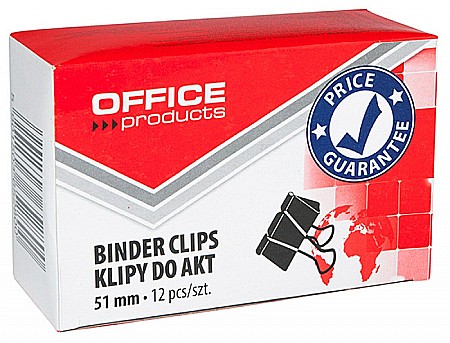 Agrafe si accesorii - Clip hartie 51mm, 12buc/cutie, Office Products - negru