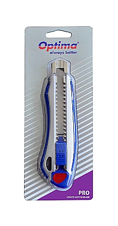 Cuttere - Cutter profesional Optima, lama 18mm + 5 rezerve SK5, cu auto-incarcare, aluminiu cu rubber grip