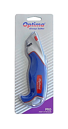 Cuttere - Cutter profesional Optima, lama trapezoidala + 2 rezerve SK5, aluminiu cu rubber grip