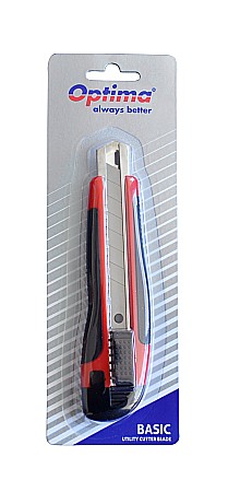 Cuttere - Cutter basic Optima, lama 18mm SK7, sina metalica, ABS cu rubber grip