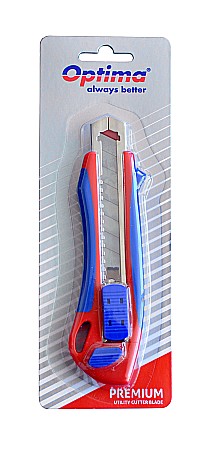Cuttere - Cutter premium Optima, lama 18mm + 2 rezerve SK5, auto-incarcare, sina metalica, ABS cu rubber grip