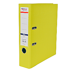 Biblioraft A4, plastifiat PP/paper, margine metalica, 75 mm, Optima Classic - galben