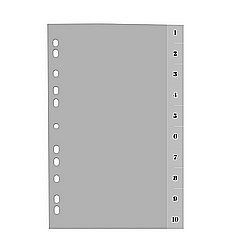 Indecsi si separatoare - Index plastic gri, A4, 120 microni, numeric 1-10, Optima