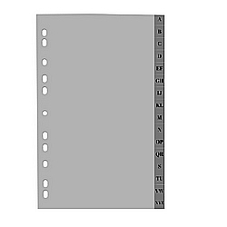 Indecsi si separatoare - Index plastic gri, A4, 120 microni, alfabetic A-Z, Optima