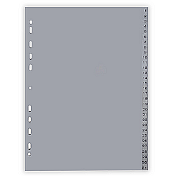 Indecsi si separatoare - Index plastic gri, A4, 120 microni, numeric 1-31, Optima