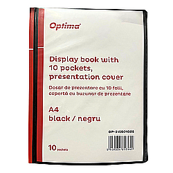 Dosare de prezentare - Dosar de prezentare personalizabil, A4, cu 10 folii, coperta rigida - 500 microni, Optima - negru