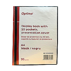 Dosare de prezentare - Dosar de prezentare personalizabil, A4, cu 20 folii, coperta rigida - 500 microni, Optima - negru