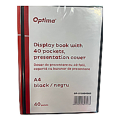 Dosare de prezentare - Dosar de prezentare personalizabil, A4, cu 40 folii, coperta rigida - 500 microni, Optima - negru