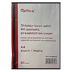Dosare de prezentare - Dosar de prezentare personalizabil, A4, cu 60 folii, coperta rigida - 500 microni, Optima - negru