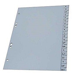Indecsi si separatoare - Index plastic gri, alfabetic A-Z, A5, 120 microni, Optima