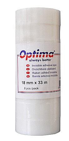 Banda adeziva - Banda adeziva 18mm x 33 m, 50 microni, Optima - invizibila - se rupe usor, cu mana