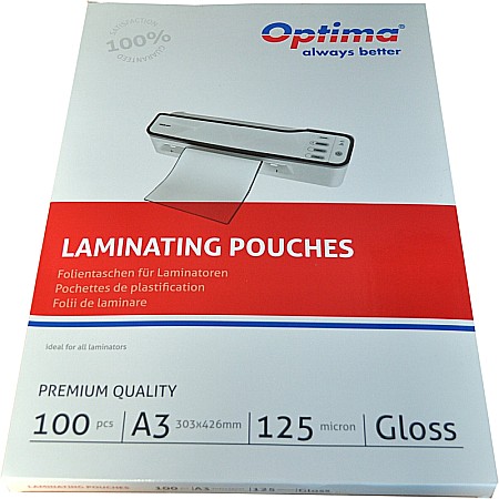 Laminatoare si accesorii - Folie pentru laminare, A3 (303 x 426 mm), 125 microni 100buc/top Optima
