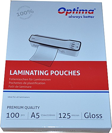 Laminatoare si accesorii - Folie pentru laminare, A5 (154 x 216 mm), 125 microni 100buc/top Optima