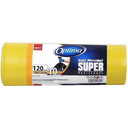 Produse igiena si curatenie - Saci menaj 120L galben SANO Optima 10buc/rola