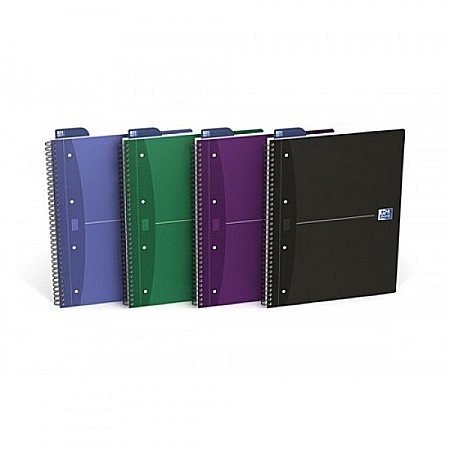Produse din hartie - Caiet cu spirala A4+, OXFORD Essentials Collegebook, 90 file-90g/mp, 4 perf., coperta carton-dictand