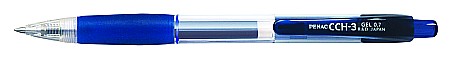 Pix cu gel PENAC CCH-3, rubber grip, 0.7mm, corp transparent - scriere albastra