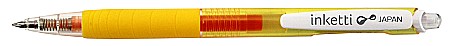 Pixuri cu gel - Pix cu gel PENAC Inketti, rubber grip, 0.5mm, corp galben transparent - scriere galbena