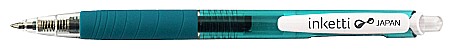 Pix cu gel PENAC Inketti, rubber grip, 0.5mm, corp turcoaz transparent - scriere turcoaz