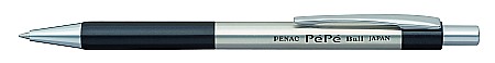 Instrumente de scris - Pix metalic PENAC Pepe, rubber grip, 0.7mm, accesorii negre - scriere albastra