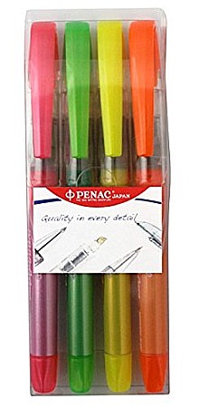 Textmarkere - Textmarker cu cerneala PENAC Liqliner, varf 1-4 mm, 4culori/set - (O, G, V, R)