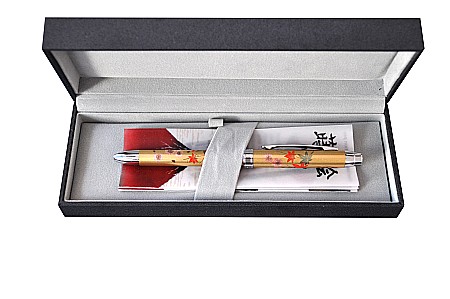 Pixuri multifunctionale - Pix multifunctional de lux PENAC Maki-E - Aki & Haru, in cutie cadou, corp auriu