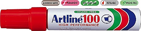 Markere permanente - Permanent marker ARTLINE 100, corp metalic, varf tesit 7.5-12.0mm - rosu